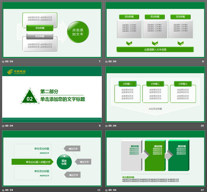 绿色中国邮政专用PPT模板