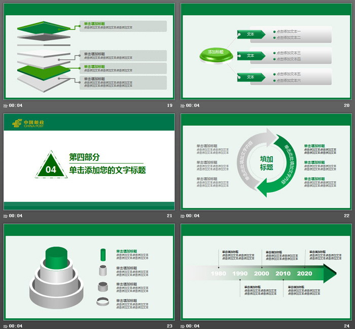 绿色中国邮政专用PPT模板