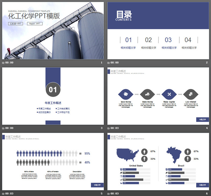 化工厂储运罐背景PPT模板