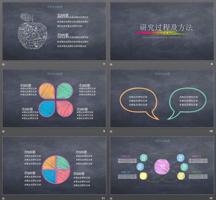 创意黑板粉笔手绘教育教学PPT模板