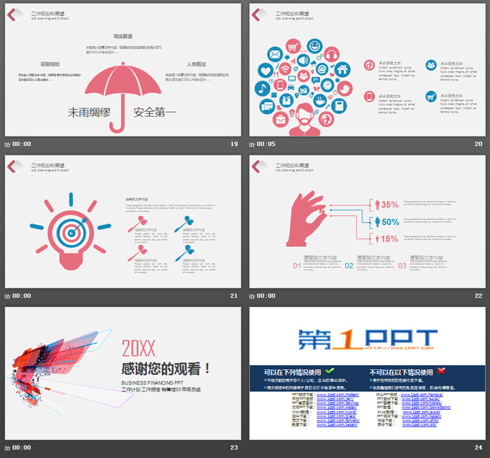 红色抽象述职报告PPT模板