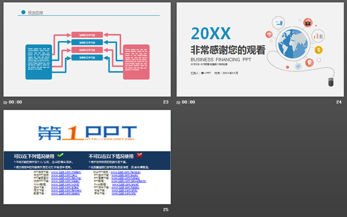 扁平化互联网科技行业商业融资PPT模板