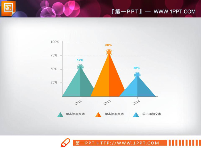 4张彩色锥型PPT柱状图