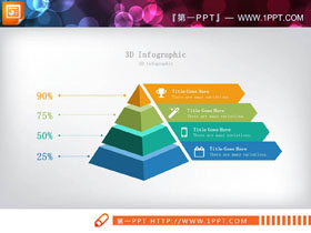 精致彩色微立体金字塔PPT图表