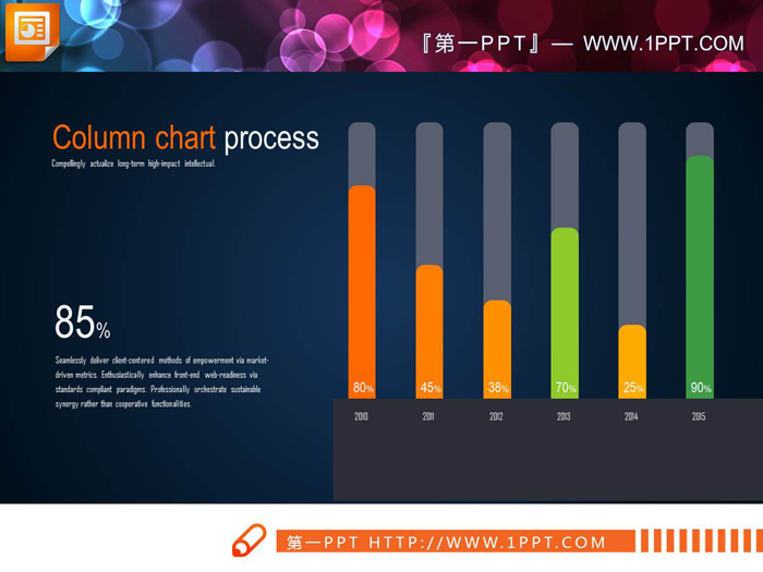 16张绿橙配色的PPT柱状图