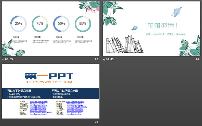 清新绿叶书籍背景毕业论文开题报告PPT模板