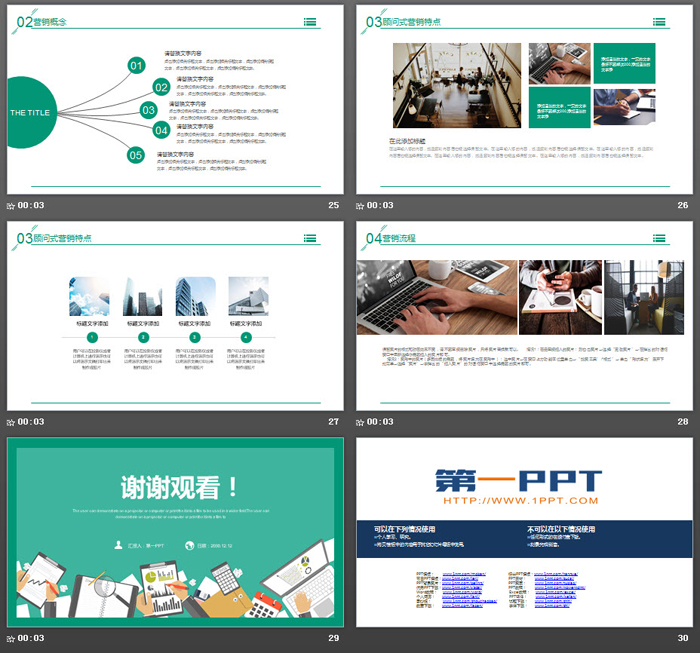 绿色扁平化销售工作汇报PPT模板