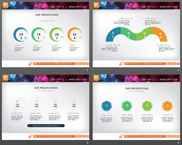 40张彩色扁平化通用商务PPT图表大全