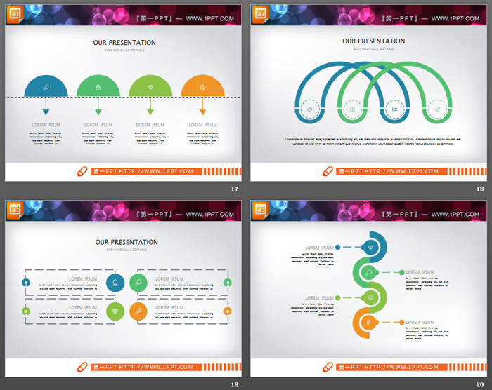 40张彩色扁平化通用商务PPT图表大全