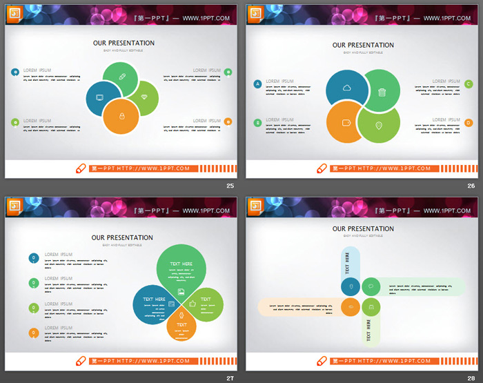 40张彩色扁平化通用商务PPT图表大全
