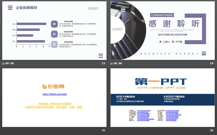 紫色实用企业公司简介PPT模板