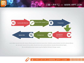 箭头结点的6数据项PPT流程图