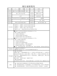 银行求职简历表格