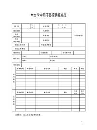 报名表形式的个人简历表格