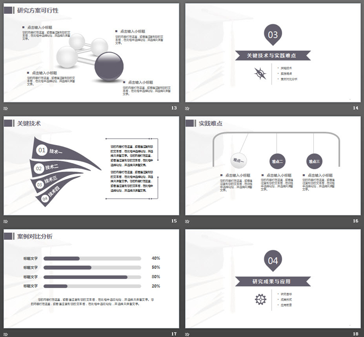 书籍与博士帽背景的毕业论文开题报告PPT模板