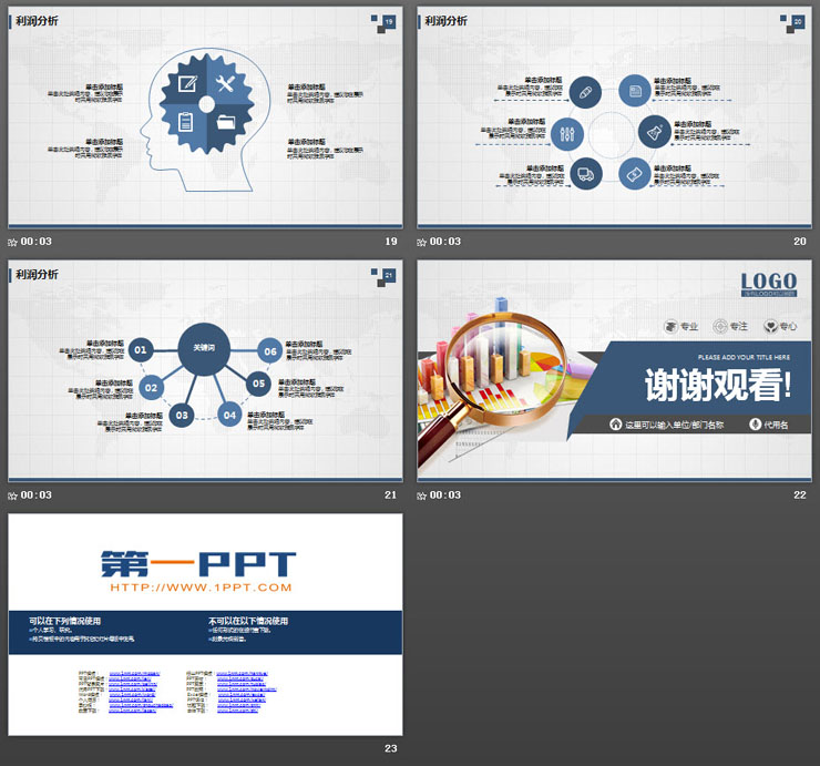 蓝色稳重财务分析报告PPT模板