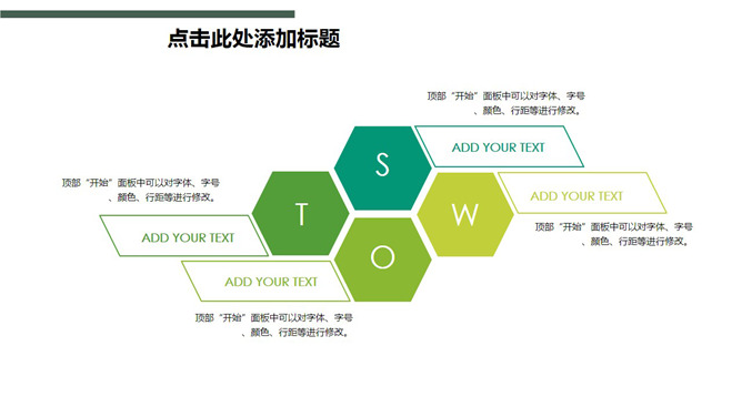 六边蜂窝形SWOT分析PPT模板