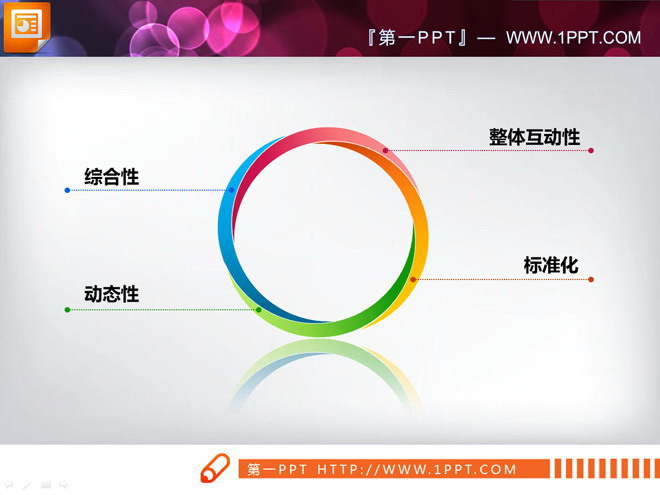 交叉并列关系的圆环幻灯片图表模板下载