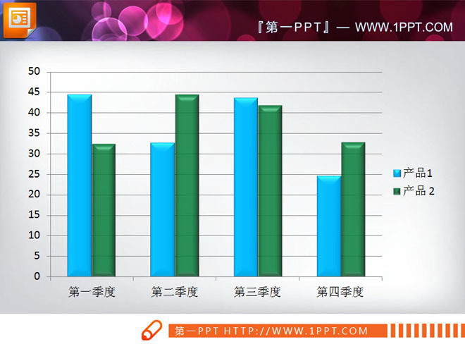 3d立体风格的幻灯片柱状图图表下载