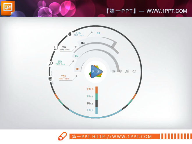 复杂结构的仪表盘样式PPT图表