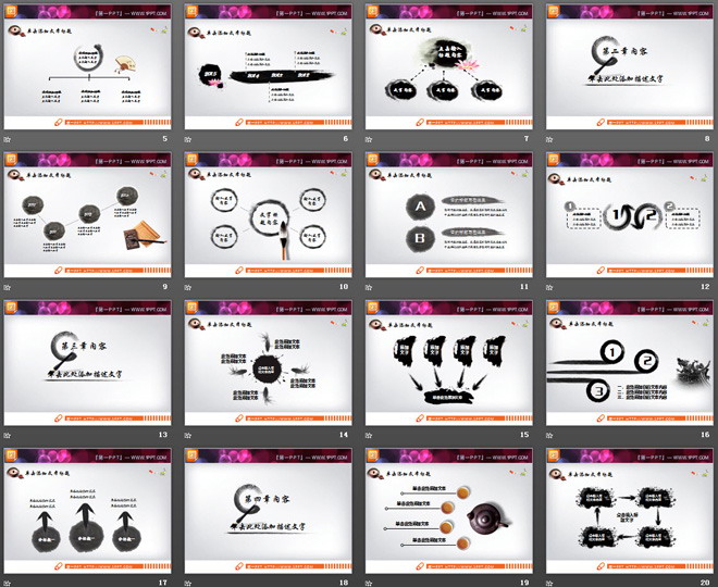 动态水墨中国风PPT图表
