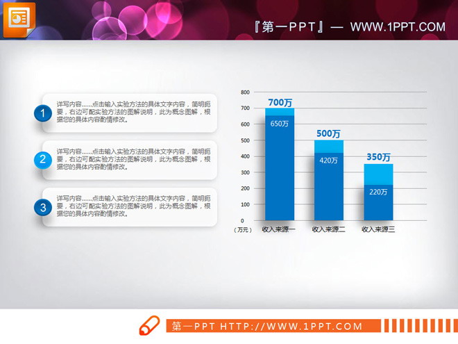 蓝色微立体工作总结汇报PPT图表整套下载