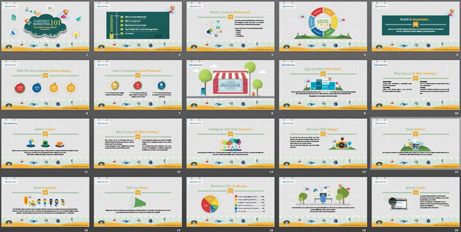 国外卡通风格内容营销PPT下载