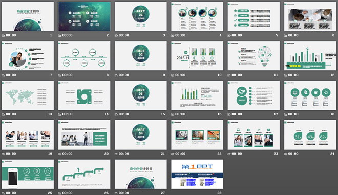 清新绿色版的商业创业融资计划书PPT模板