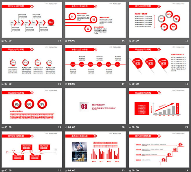 红色极简工作汇报PPT模板