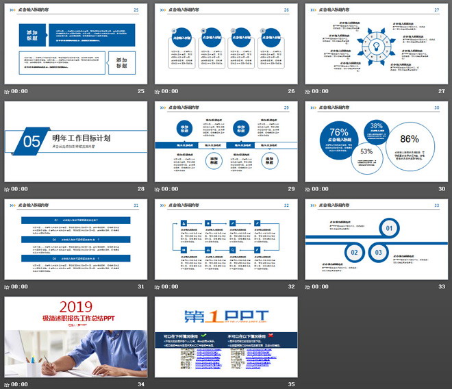 简洁设计的述职报告工作总结PPT模板免费下载