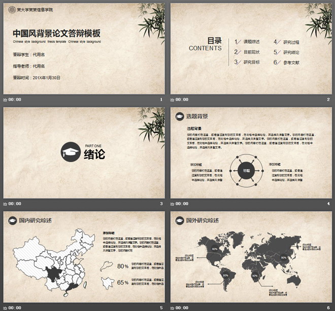 古典中国风毕业论文答辩PPT模板