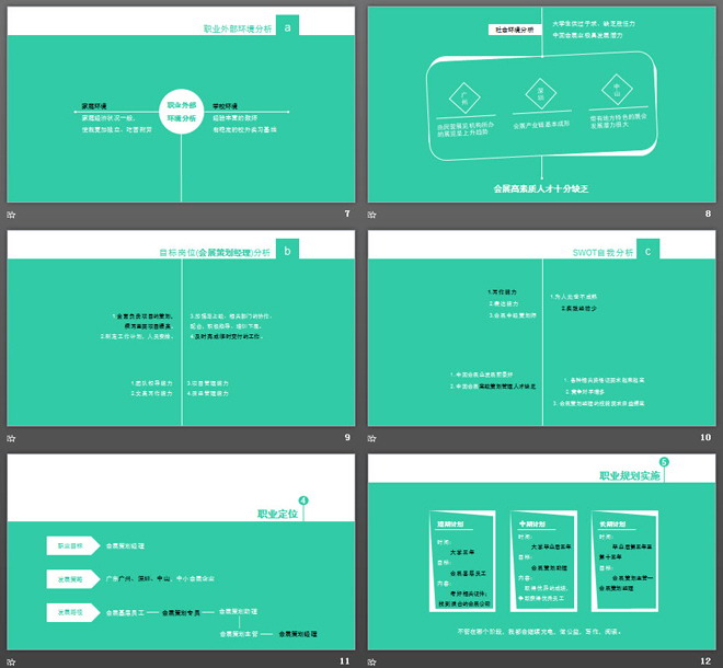 绿色简洁大学生职业生涯规划PPT下载