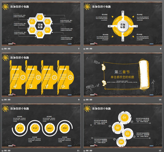 黑板粉笔手绘风格的创意教师说课PPT模板