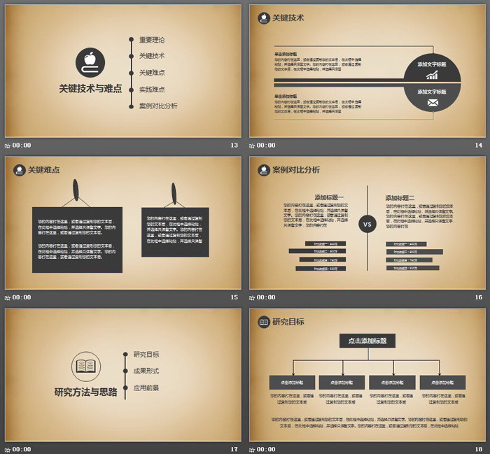 简洁复古课本图标背景的毕业论文答辩PPT模板