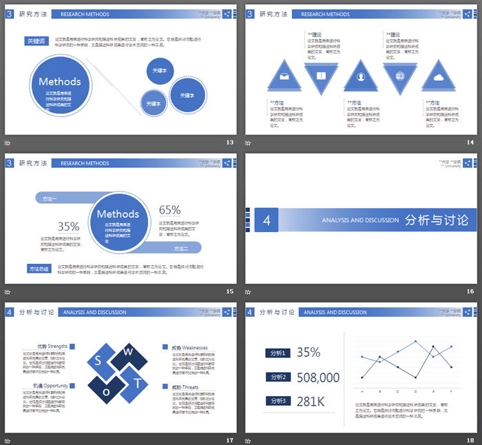 蓝色简洁实用毕业答辩PPT模板免费下载