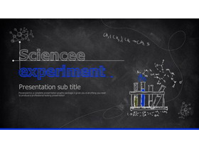 蓝色黑板粉笔手绘科学化学实验PPT课件模板