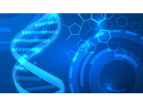 蓝色扁平化DNA生命科学PPT背景图片