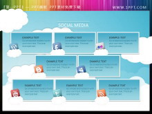 社交网络背景的蓝天白云PPT文本框素材