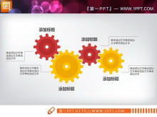 红黄组合的扁平化PPT图表下载