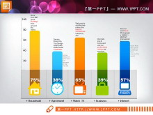 扁平化设计的简洁PPT柱状图下载