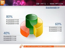 两张彩色3D立体柱形图PPT图表素材