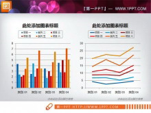 一组幻灯片折线图与柱状图组合PPT模板