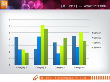 四部分数据对比分析PPT柱状图素材下载