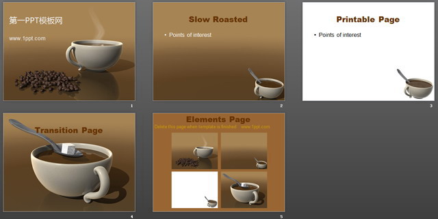 热咖啡背景餐饮类PPT模板