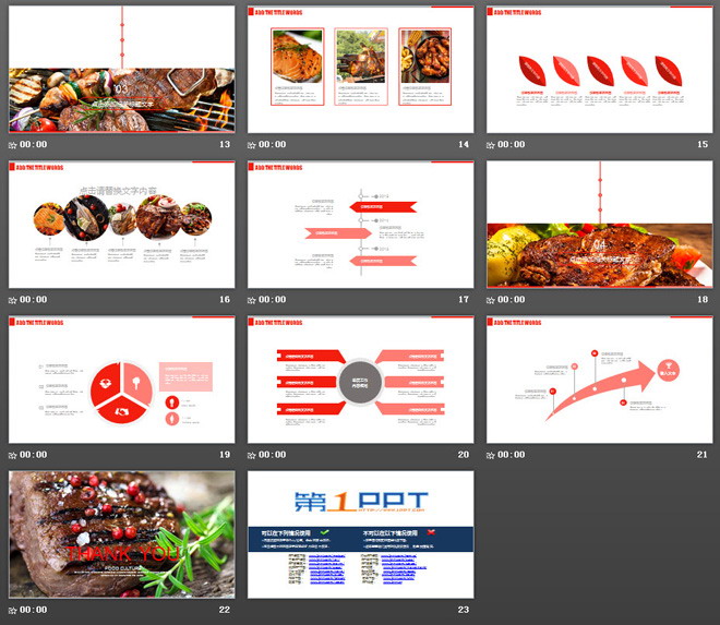 黑椒牛肉烤肉背景的美食PowerPoint模板