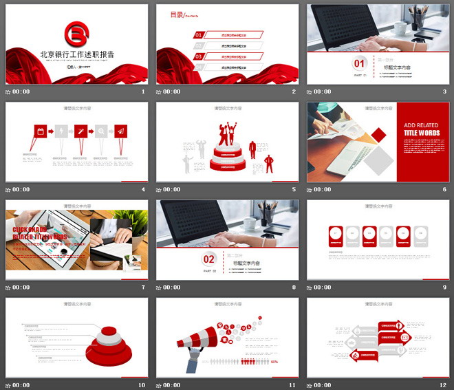 北京银行工作述职报告PPT模板
