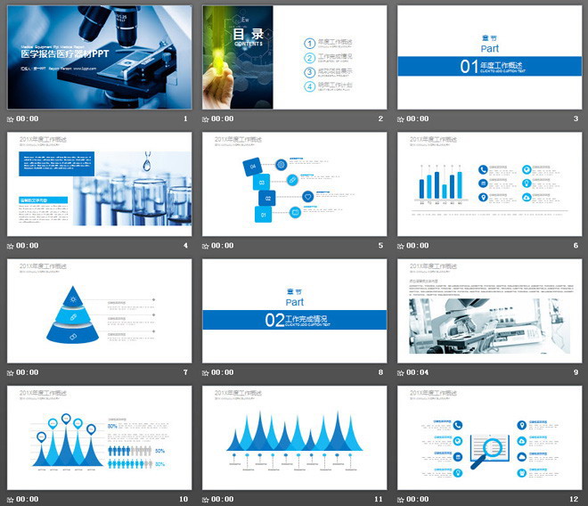 显微镜背景的医学器材PPT模板