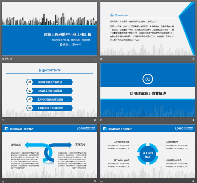 城市楼盘建筑背景的房地产行业工作汇报PPT模板