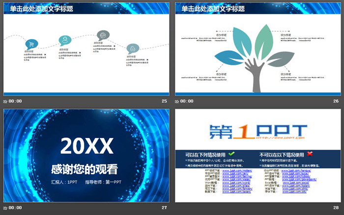 蓝色炫酷科技感年度工作总结PPT模板