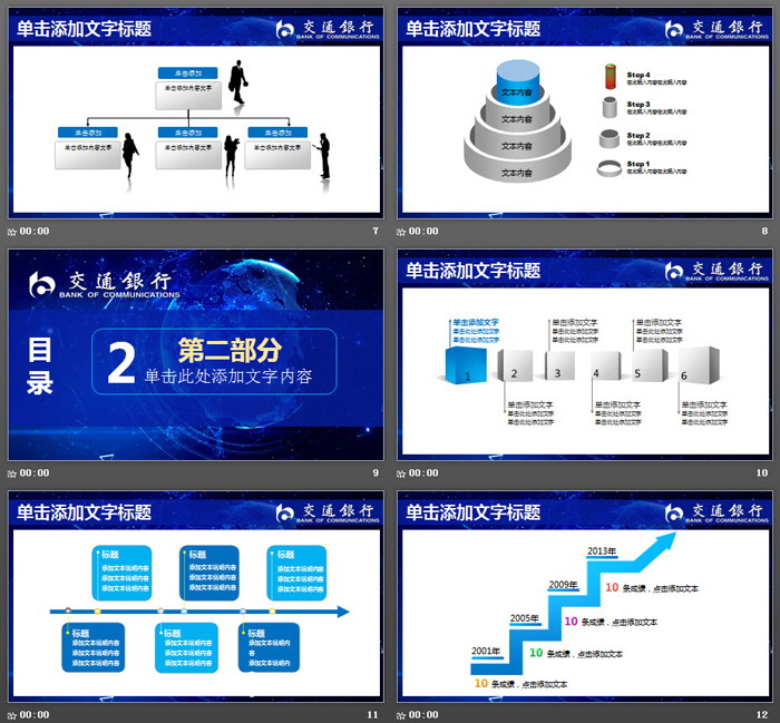 蓝色星空背景的交通银行PPT模板